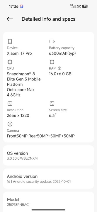 Xiaomi 17 Pro Software