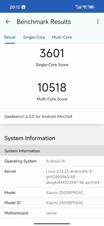 Xiaomi 17 Pro Geekbench CPU Benchmark