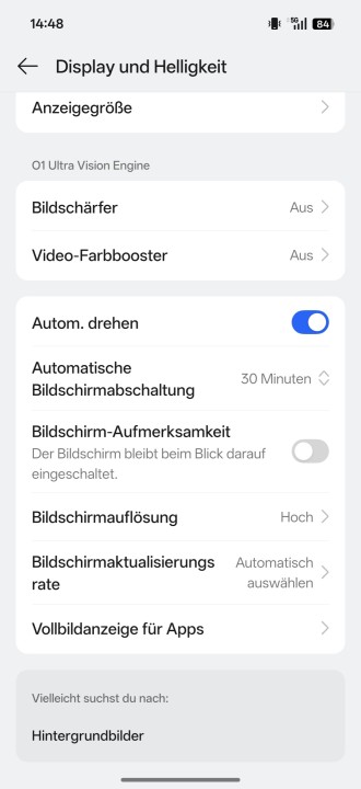 Oppo Find X9 Pro Display Einstellungen