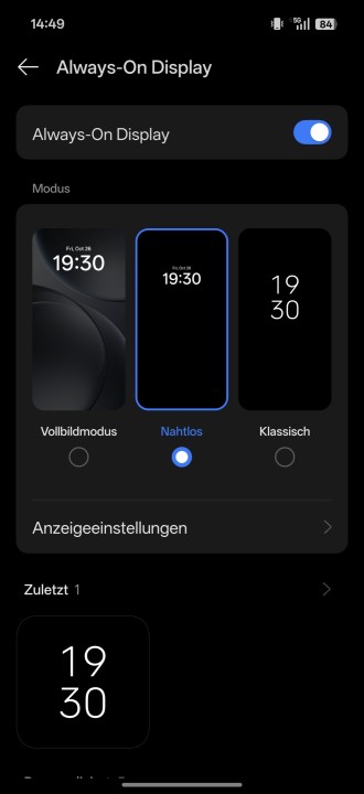 Oppo Find X9 Pro Display Einstellungen