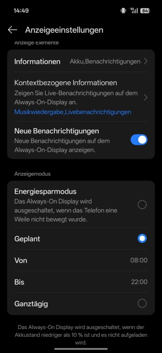 Oppo Find X9 Pro Display Einstellungen