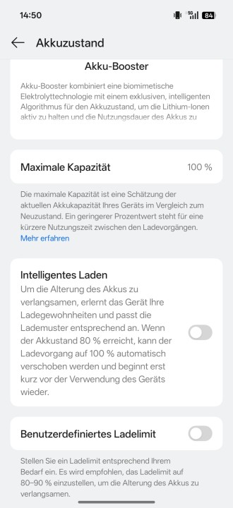 Oppo Find X9 Pro Akku Einstellungen