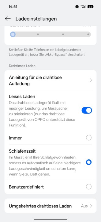 Oppo Find X9 Pro Akku Einstellungen