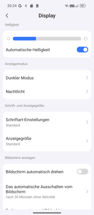 Oscal Tank 1 Display Einstellungen