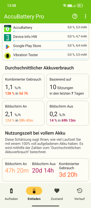 Oscal Tank 1 Akkulaufzeit