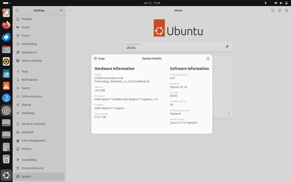Chuwi CoreBook Air Ubuntu Linux