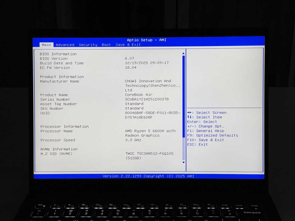 Chuwi CoreBook Air BIOS UEFI