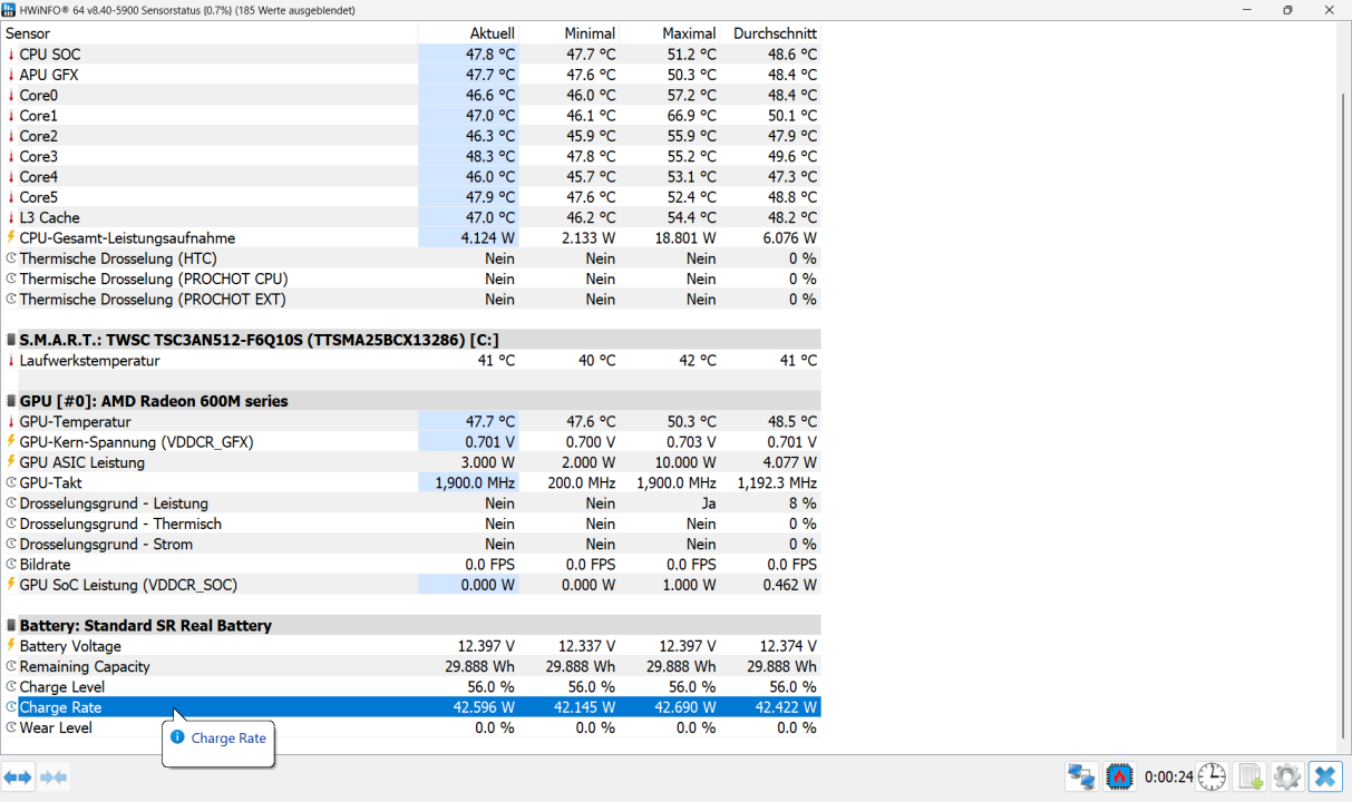 Chuwi CoreBook Air Ladeleistung