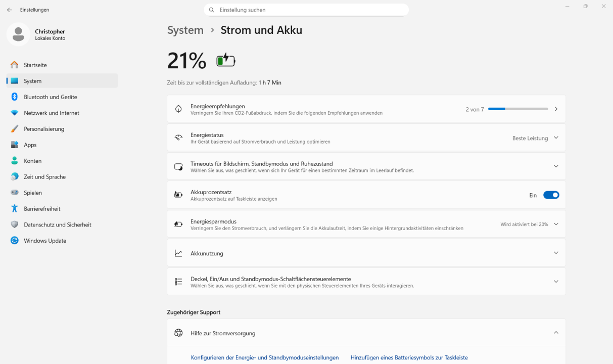 Chuwi CoreBook Air Ladedauer (vorhersage)