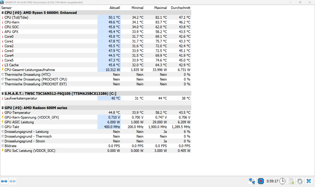 Chuwi CoreBook Air Temperaturen