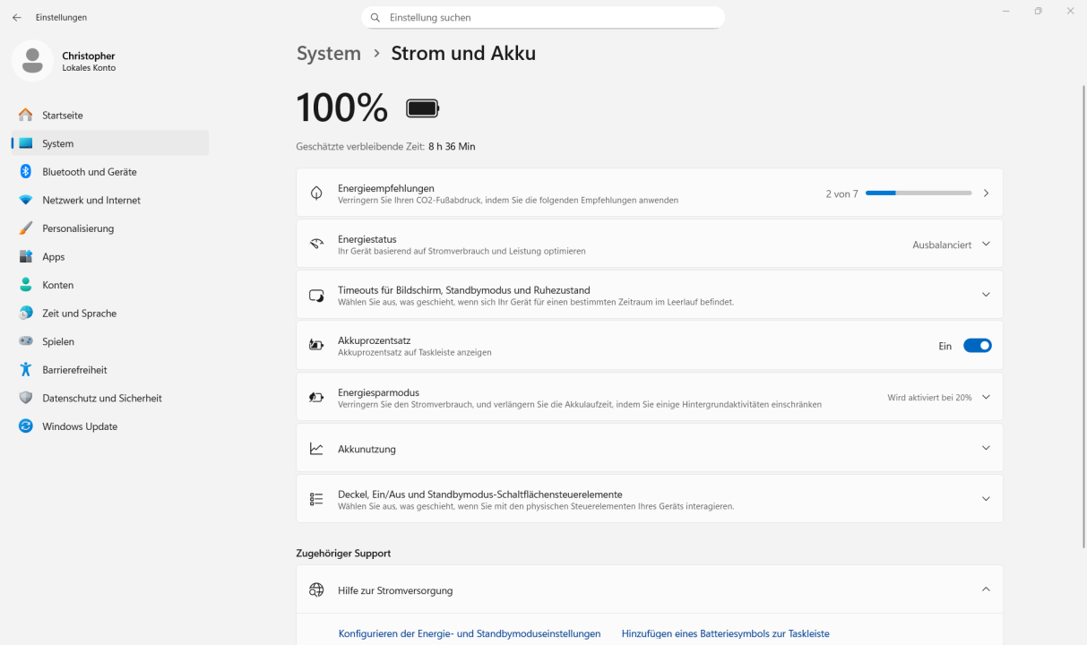 Chuwi CoreBook Air Akkulaufzeit