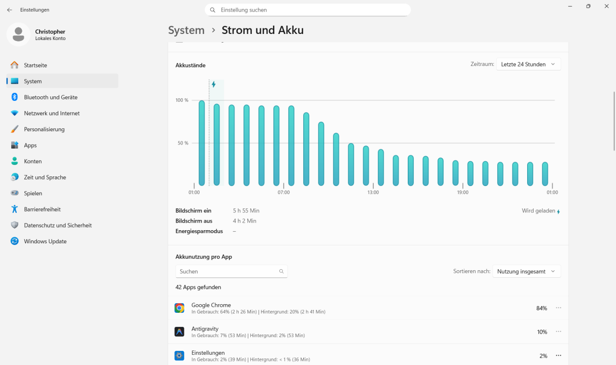 Chuwi CoreBook Air Akkulaufzeit