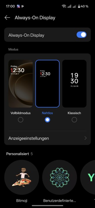 OnePlus 15 Display Einstellungen