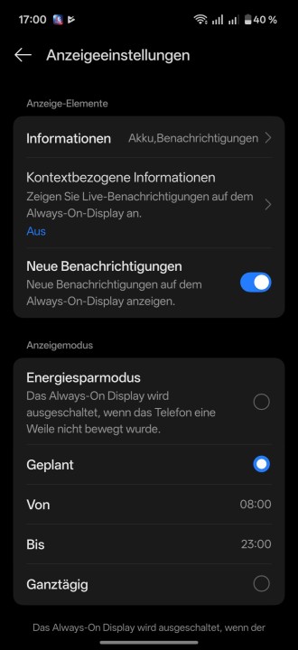 OnePlus 15 Display Einstellungen