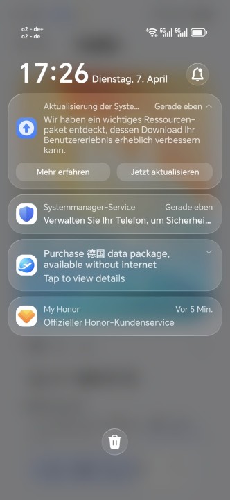 Honor Magic 8 Pro Air Benachrichtigungen