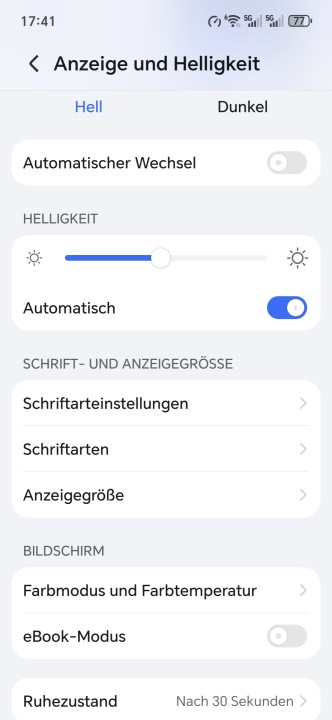 Honor Magic 8 Pro Air Displayeinstellungen