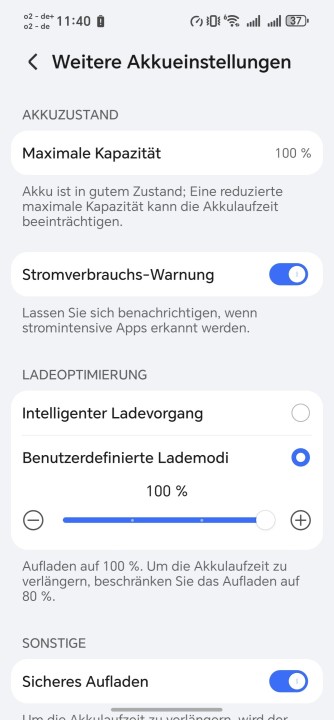 Honor 600 Akkueinstellungen