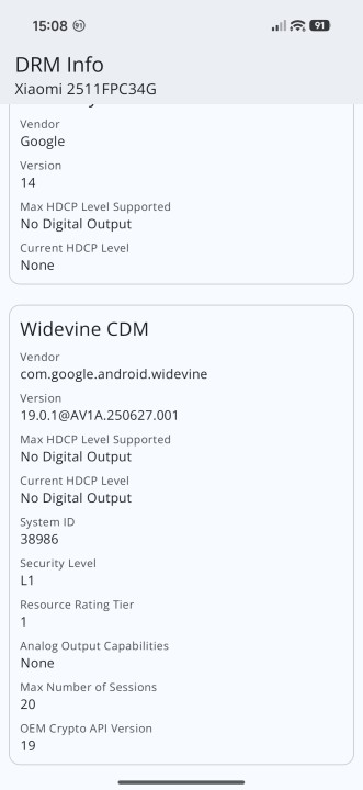 Poco X8 Pro Widevine L1