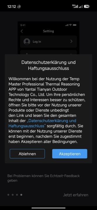 Thermal Master P3 Temp Master App Einrichtung