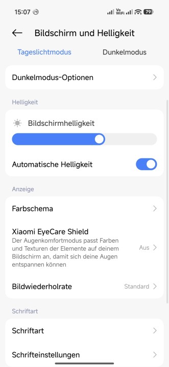 Xiaomi 17T Display Einstellungen