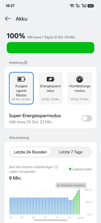 Oppo Find X9 Ultra Akku Einstellungen