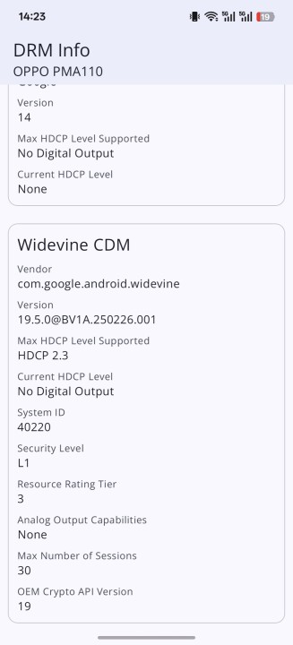 Oppo Find X9 Ultra Widevine DRM