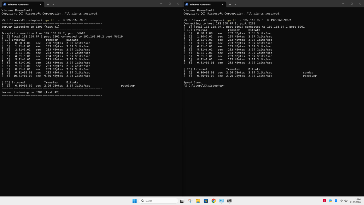 Glorlin GT105 Ethernet Benchmark iPerf3