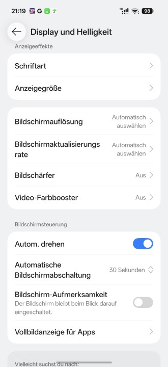 OnePlus 16 Display Einstellungen