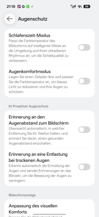 OnePlus 16 Display Einstellungen