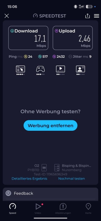 OnePlus 16 5G Speed Test ländlich