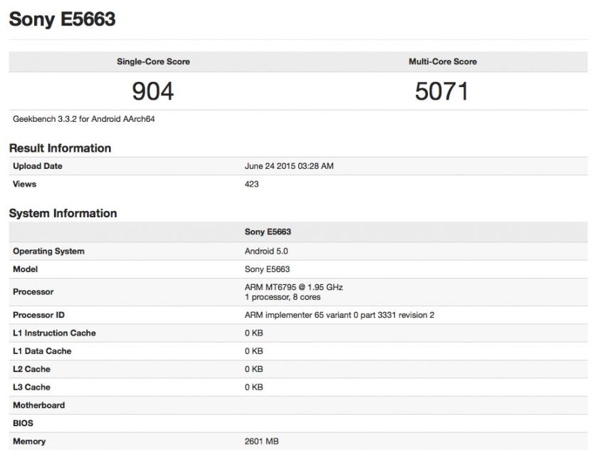 Sony E5663 mit MT6795 Chipsatz - Xperia C4 Compact?