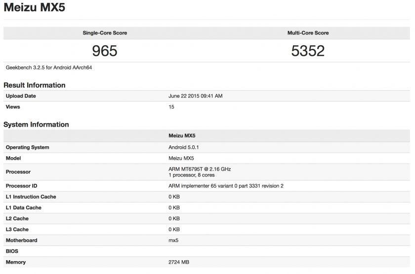 Meizu MX5: Neue Benchmark Ergebnisse in der Geekbench 3 Datenbank