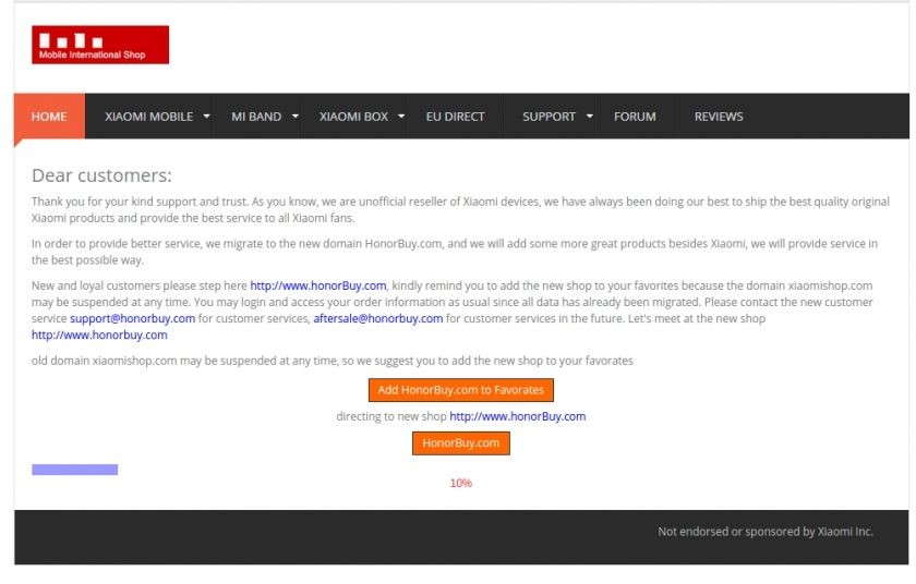 Keine leere Drohung: Xiaomishop.com wird zu Honorbuy.com