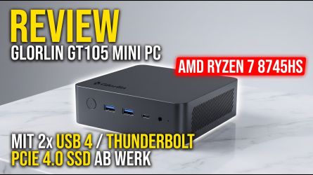 Glorlin GT105 Test: 2x USB 4 / Thunderbolt und PCIe 4.0 SSD ab Werk